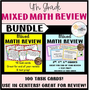 Th Grade Math Practice Task Cards Bundle Math Centers Review Test Prep