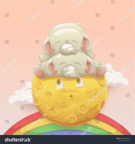 Two Cute Baby Elephants Sleeping Together Stock Vector Royalty Free