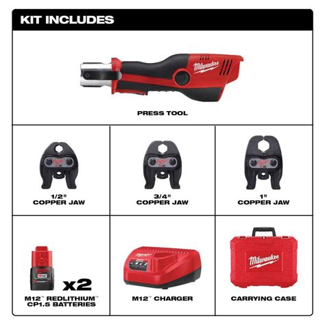 Milwaukee M12 Force Logic Press Tool Kit With Jaws 2473 22 Acme Tools