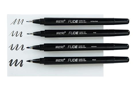 Brustro Fude Hard Tip Black Ink Brush Pen Set Of 4 Extra Fine Fine