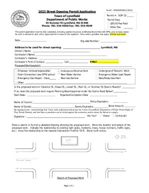 Fillable Online 2023 Street Opening Permit Application Town Of