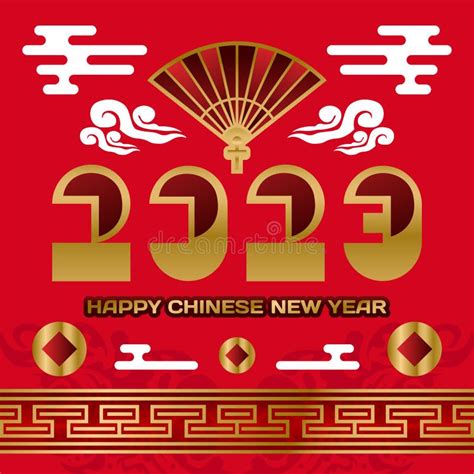 Square Happy Chinese New Year 2023 Banner Template Design Stock Vector