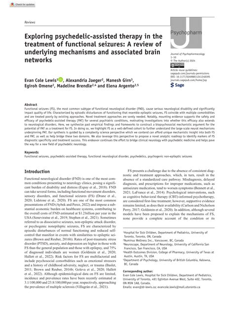 PDF Exploring Psychedelic Assisted Therapy In The Treatment Of