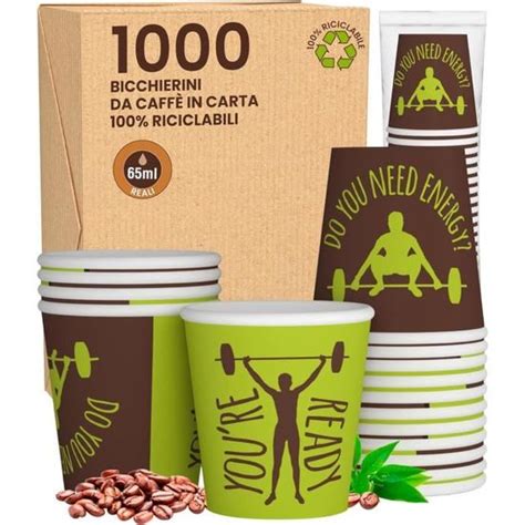 Lot de 1000 verres en papier pour café 65 ml verres écologiques