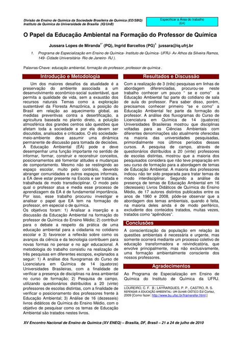 Pdf O Papel Da Educação Ambiental Na Formação Do Professor De