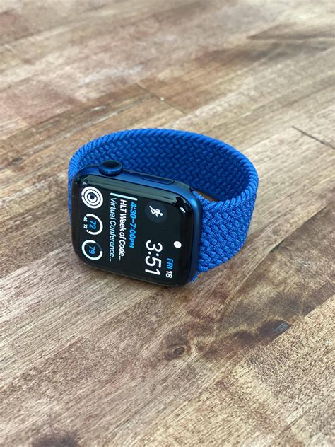 44mm Blue Aluminum Series 6 Atlantic Blue Braided Solo Loop Rapplewatch