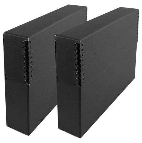 Archival Document Storage Box With Metal Edge Acid Black Boxboard