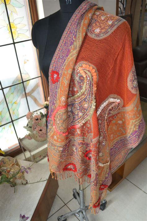 Women Fashion Embroidery Boiled Wool Jamavar Pashmina Shawl