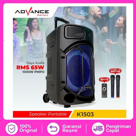 Speaker Bluetooth Advance K1503 Speaker Portable 15 Inch Free 2 Mic