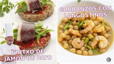 PINCHO de JAMÓN de PATO GARBANZOS con LANGOSTINOS Cocina Abierta