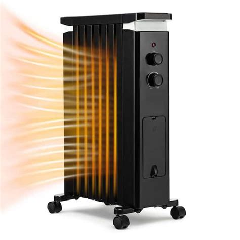 Costway 1500 Watt Black Electric Oil Filled Radiator Heater Space