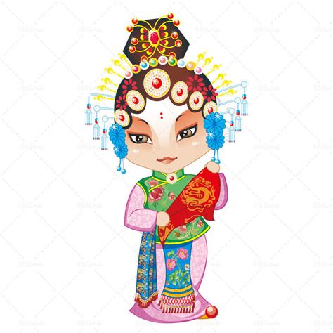 Cartoon Peking Opera Characters Vector Ai