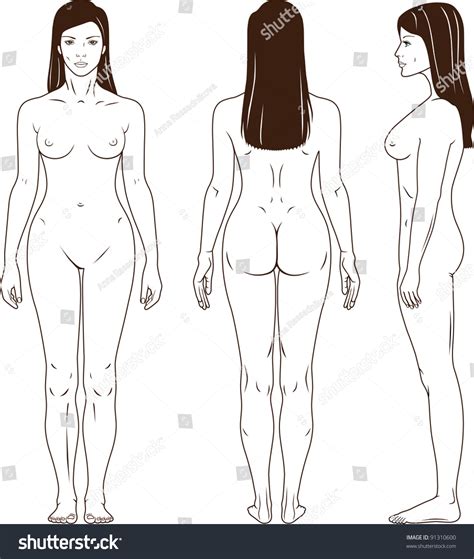 Back View Nude Woman Standing Over Royalty Free Licensable Stock Illustrations Drawings