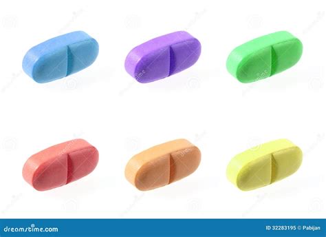 Color Pills Isolated on White Stock Image - Image of pill, close: 32283195