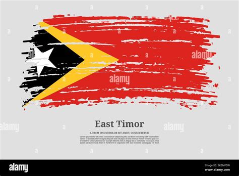 Timor Leste East Timor Flag With Brush Stroke Effect And Information