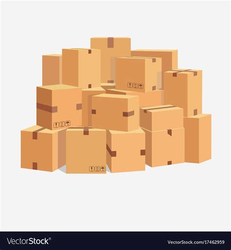 Pile Of Cardboard Boxes Stacked Sealed Goods Parcel Packaging And