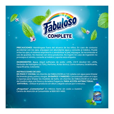 Limpiador Líquido Fabuloso Menta Fresca Complete 1 7L Justo mx