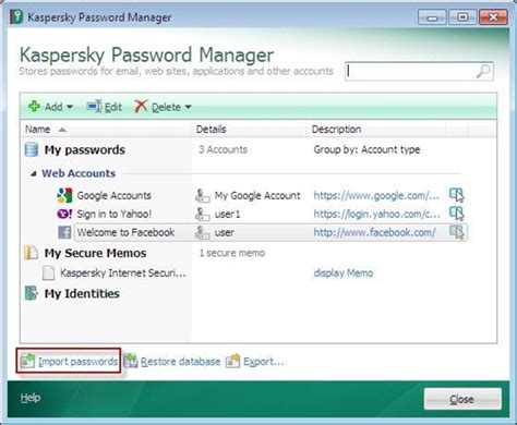 Manage passwords