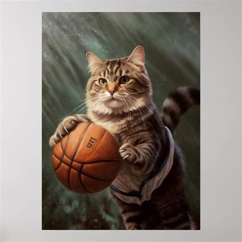 Cat Playing Basketball Poster | Zazzle | Cat playing, Basketball posters, Cats