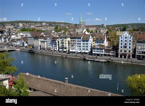 Historic Center Of Z Rich With River Limmat View From The Lindenhof