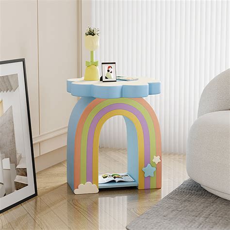 Rainbow And Flower Side Table Resin Apollobox