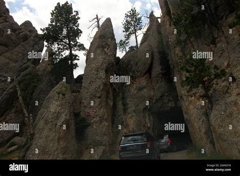 Needles Eye Tunnel, Needles Highway in Summer, South Dakota Stock Photo ...