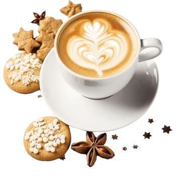 Beautiful Composition With Cups Of Cappuccino And Christmas Cookies