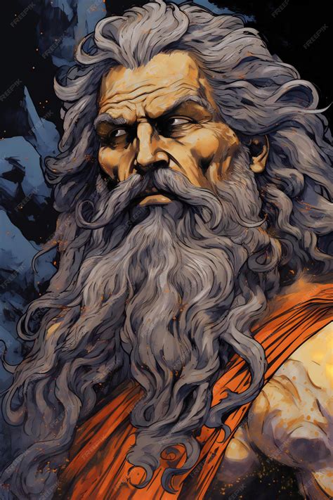 Premium Ai Image Portrait Of The Ancient Greek God Zeus With Long Hair And Beard