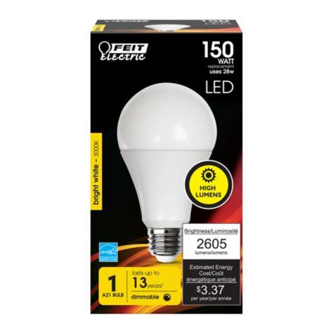 Feit Electric A21 E26 Medium Led Bulb Bright White 150 Watt Equivalence 1 Pk Count Of 1