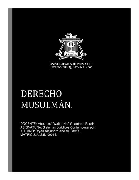 Derecho Musulman sistemas juridicos contemporaneos DERECHO MUSULMÁN