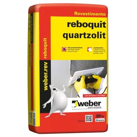 Argamassa Reboquit Massa Fina Interna Branco 20Kg Quartzolit