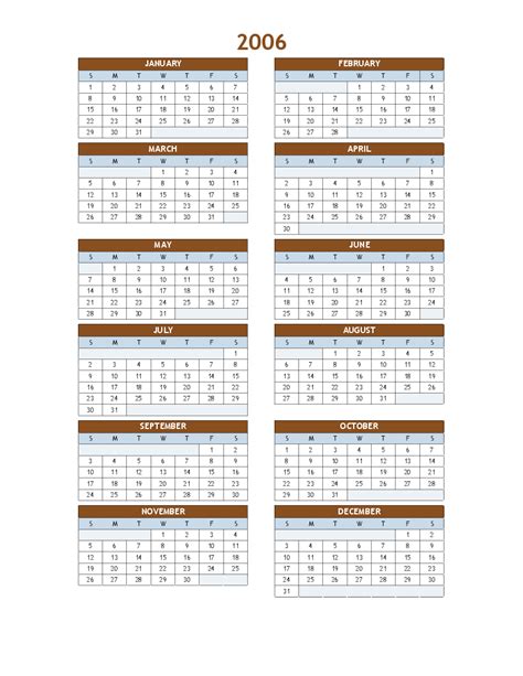 10 Year Calendar Template