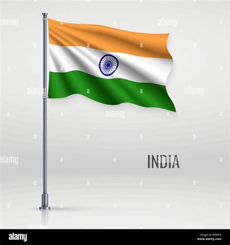 Waving Flag Of India On Flagpole Template For Independence Day Poster