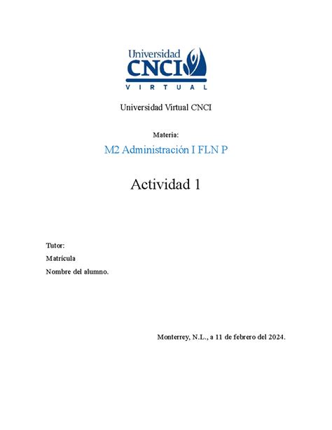 Actividad M Administraci N I Fln P Universidad Virtual Cnci