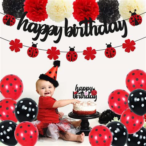 Ohiviaaa Ladybug Birthday Decorations Ladybird Happy Birthday Banner