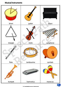 Musical Instruments Flashcards By SpeechPathResources TPT