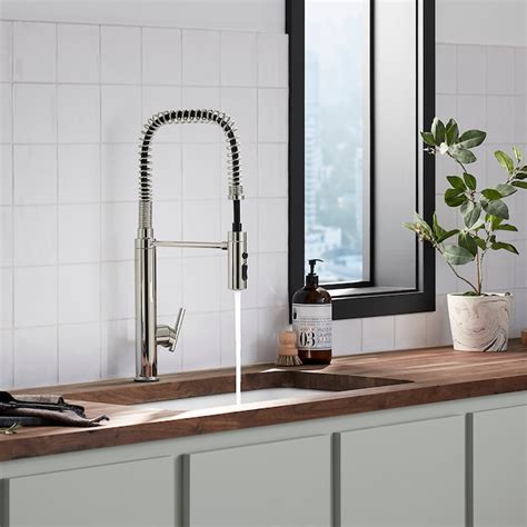 Kohler Purist Pre Rinse Spring Vibrant Polished Nickel Single Handle Pull Down Kitchen Faucet