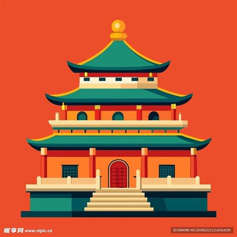 中国风古建筑插图设计图建筑园林自然景观设计图库昵图网