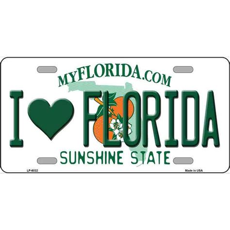 I Love Florida Novelty Metal License Plate Tag LP-6032 | eBay