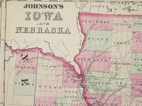 Vintage Map Iowa Nebraska Map 1863 Johnson Iowa Map IA Map NE | Etsy | Anniversary gifts for ...