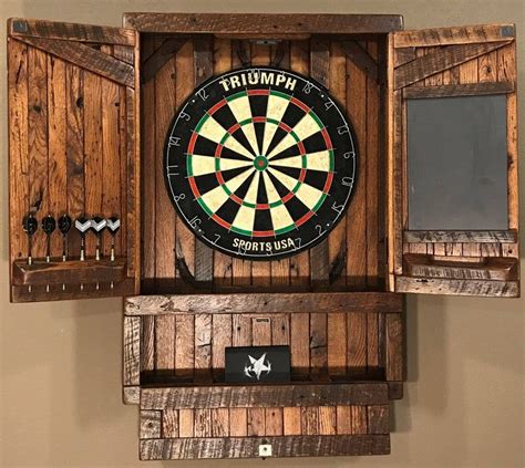 Dartboard Cabinet With Compartment Barn Wood Made To Order Etsy