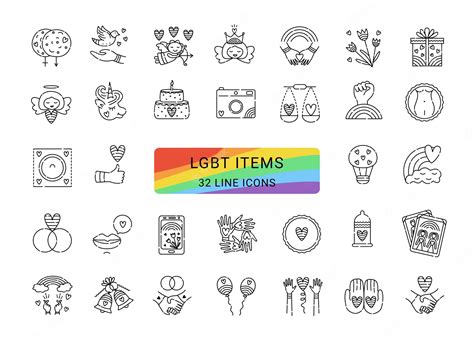 Premium Vector Lgbt Icon Set 32 Black Line Vector Signs