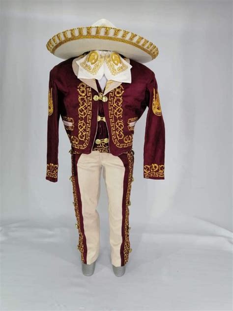 Charro Gamuza Outfit Traje Boy Mariachi Suit Burgundybeige Etsy