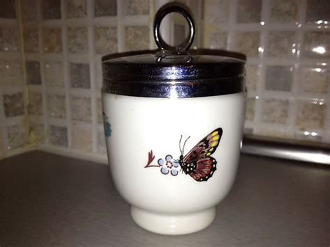 Royal Worcester Large Egg Coddler With Pic Of Berries And A Butterfly