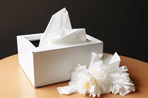 Premium AI Image View Of Tissue Box Overflowing With Used Tissues And