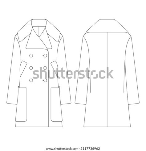 Template Women Pea Coat Vector Illustration Stock Vector Royalty Free