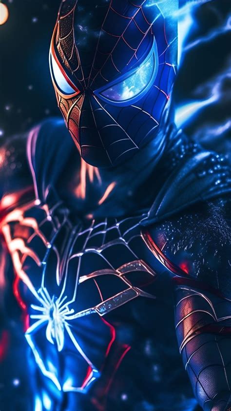 Cool Red And Shiny Blue Shiny Suit Of Spiderman Spiderman Marvel