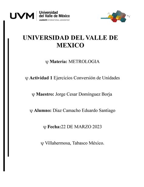 A Metr Actividad Universidad Del Valle De Mexico Materia