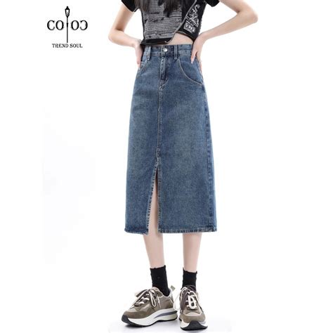 Jual Coco Trend Soul Rok Biru Retro Highwaist Terbaru Kekinian Rok