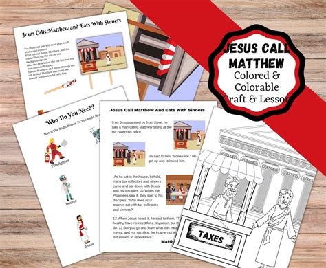 Printable Bible Craft For Jesus Calling Matthew The Tax Collector And